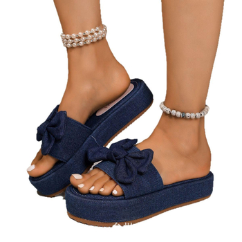 Пантофи с дебела подметка с големи размери, дамски модерни нови пантофи с клиновиден ток, обувки на висок ток, сандали, платформени подметки, папионки, производители, външна търговия