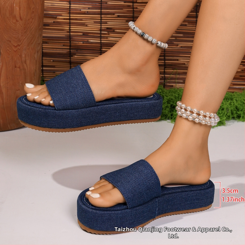 Пантофи с дебела подметка с големи размери, дамски модерни нови пантофи с клиновиден ток, обувки на висок ток, сандали, платформени подметки, папионки, производители, външна търговия