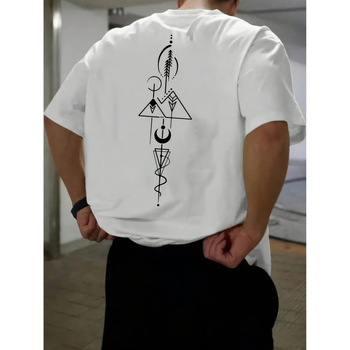 [Cross-Border European Code] Ανδρικό T-Shirt με Σκούρο Μπλε Σχέδιο - 100% Πολυεστέρας