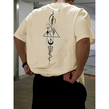 [Cross-Border European Code] Ανδρικό T-Shirt με Σκούρο Μπλε Σχέδιο - 100% Πολυεστέρας