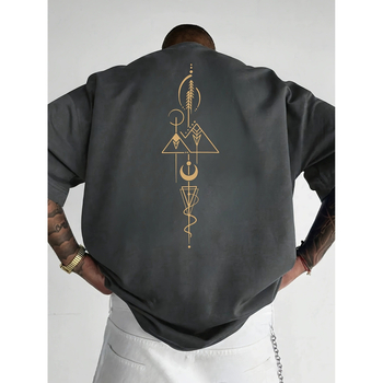 [Cross-Border European Code] Ανδρικό T-Shirt με Σκούρο Μπλε Σχέδιο - 100% Πολυεστέρας