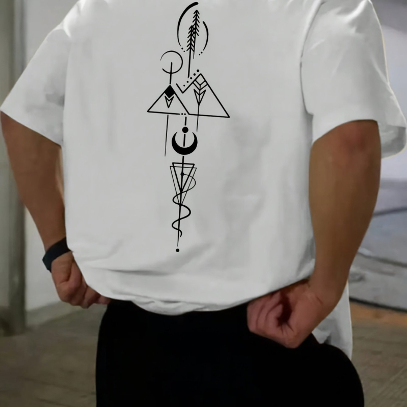 [Cross-Border European Code] Ανδρικό T-Shirt με Σκούρο Μπλε Σχέδιο - 100% Πολυεστέρας