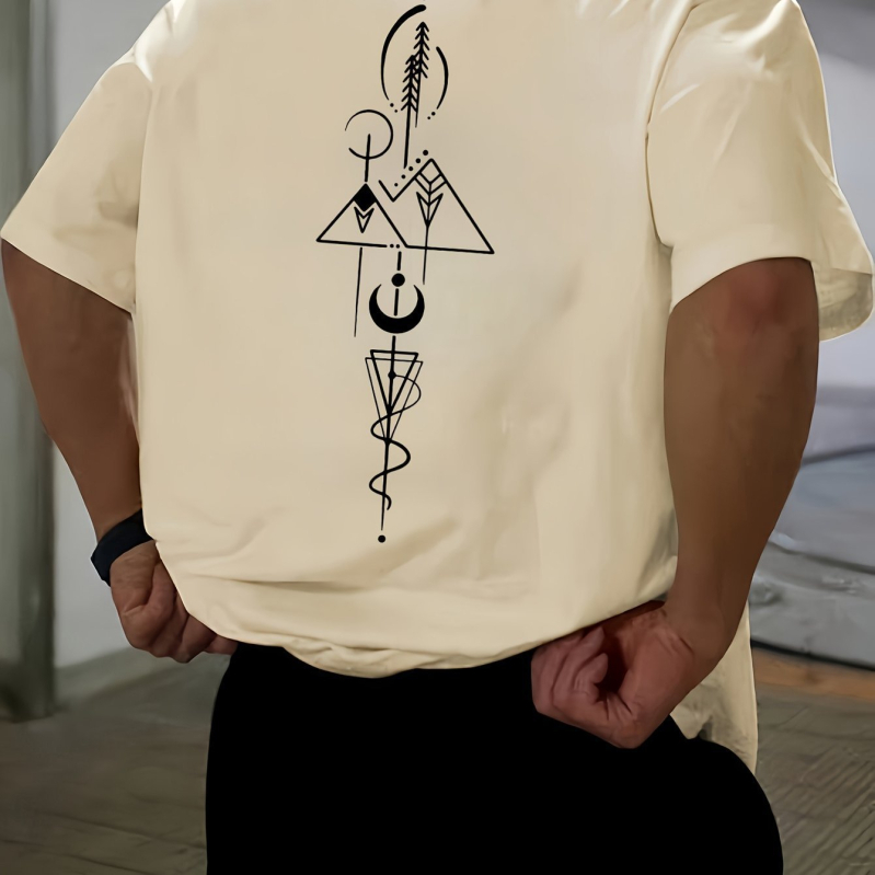 [Cross-Border European Code] Ανδρικό T-Shirt με Σκούρο Μπλε Σχέδιο - 100% Πολυεστέρας