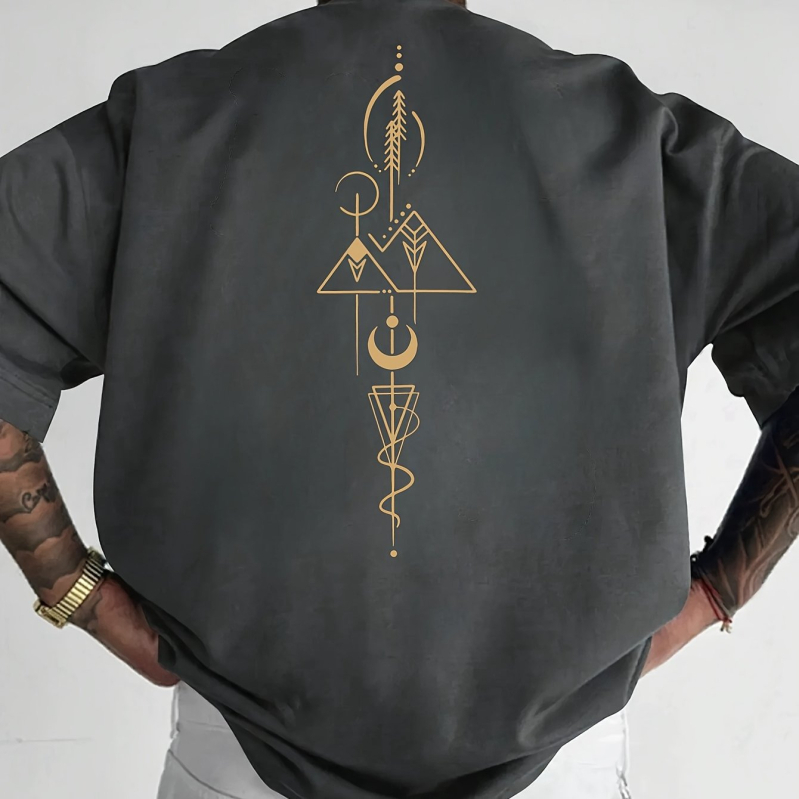 [Cross-Border European Code] Ανδρικό T-Shirt με Σκούρο Μπλε Σχέδιο - 100% Πολυεστέρας