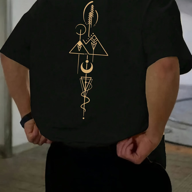 [Cross-Border European Code] Ανδρικό T-Shirt με Σκούρο Μπλε Σχέδιο - 100% Πολυεστέρας