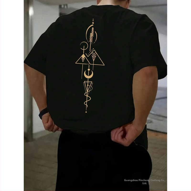 [Cezhraničný európsky kódex] Pánske tmavomodré vzorované tričko - 100 % polyester