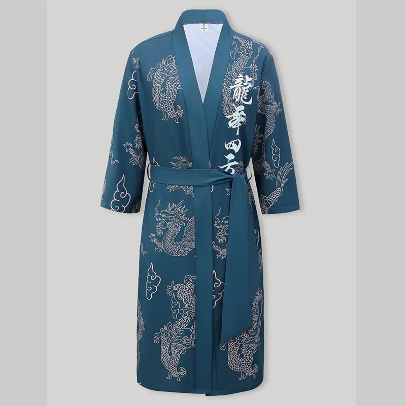 Novi proizvod 2025. Amazon prekogranični izvoz Harajuku Dragon Totem Print Dugi muški i ženski kardigan s kapom