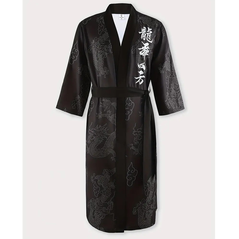 Novi proizvod 2025. Amazon prekogranični izvoz Harajuku Dragon Totem Print Dugi muški i ženski kardigan s kapom