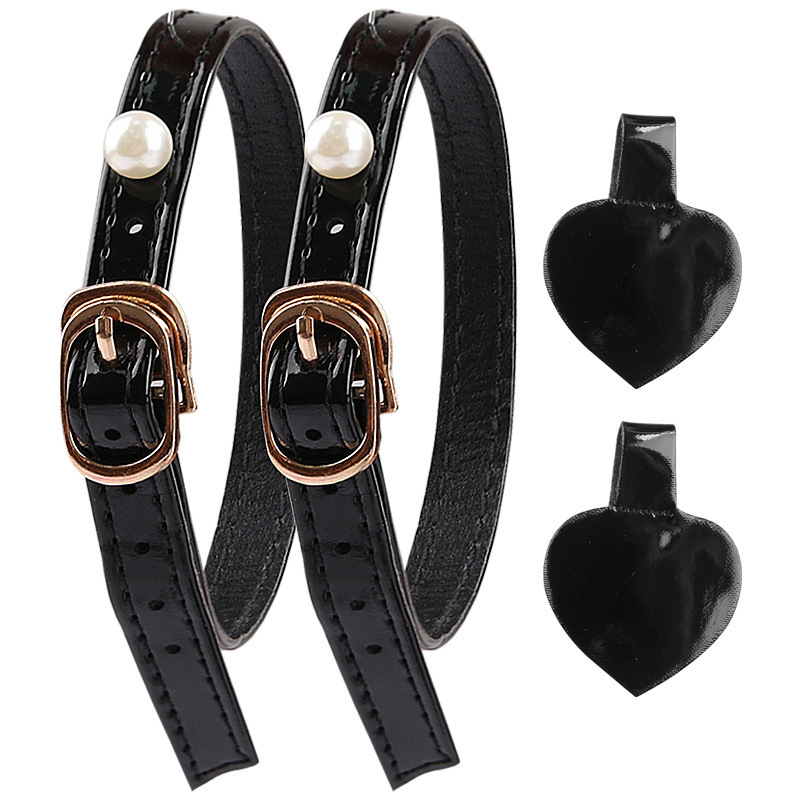 Prancūziškos paprastos perlų dirželio storo kulno smailios basutės be montavimo, dideli kulno dirželiai, apsaugantys nuo nukritimo