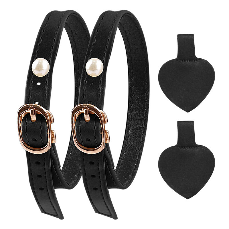 Prancūziškos paprastos perlų dirželio storo kulno smailios basutės be montavimo, dideli kulno dirželiai, apsaugantys nuo nukritimo