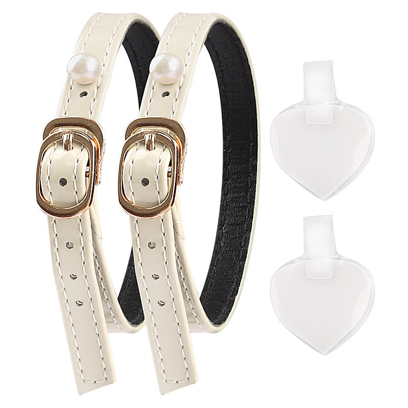 Prancūziškos paprastos perlų dirželio storo kulno smailios basutės be montavimo, dideli kulno dirželiai, apsaugantys nuo nukritimo