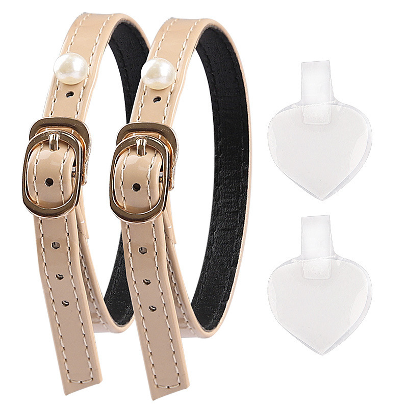 Prancūziškos paprastos perlų dirželio storo kulno smailios basutės be montavimo, dideli kulno dirželiai, apsaugantys nuo nukritimo