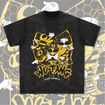 Wudang škola Hip Hop Rap Američki ulični modni brend Retro print Old Washed majica kratkih rukava