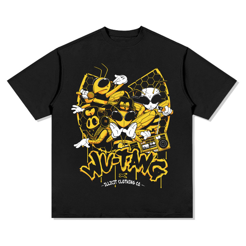 Wudang škola Hip Hop Rap Američki ulični modni brend Retro print Old Washed majica kratkih rukava