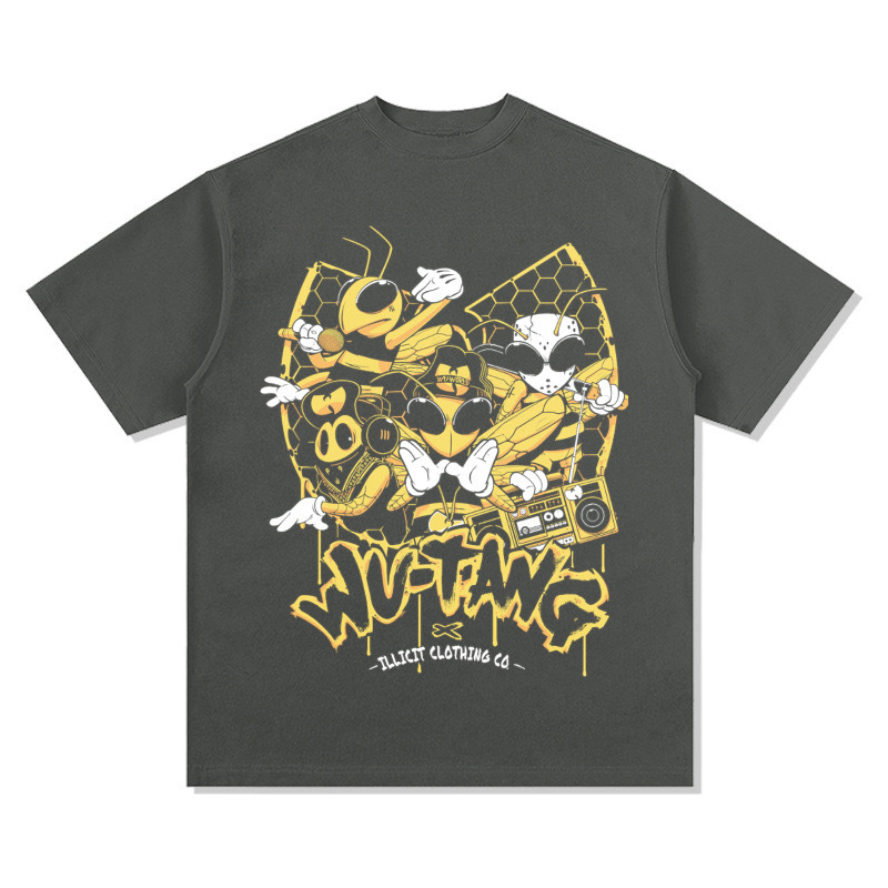 Wudang škola Hip Hop Rap Američki ulični modni brend Retro print Old Washed majica kratkih rukava