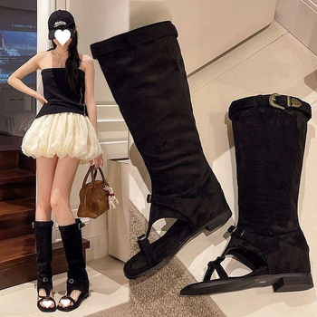 Sandale de vară pentru femei de nișă, cu talpă goală, 2025, cu creștere internă a înălțimii, cizme înalte și subțiri, sandale respirabile la modă