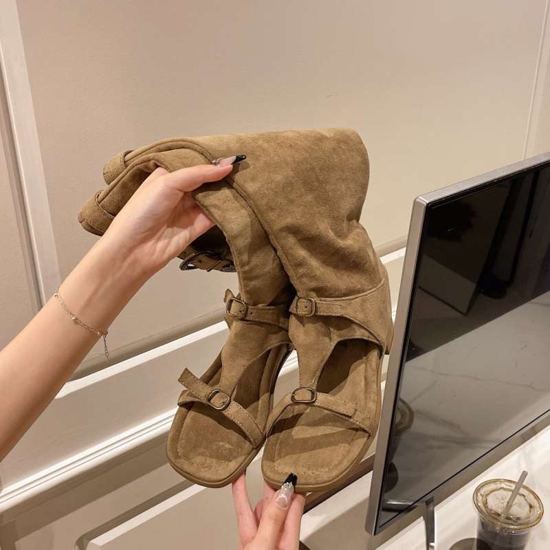 Sandale de vară pentru femei de nișă, cu talpă goală, 2025, cu creștere internă a înălțimii, cizme înalte și subțiri, sandale respirabile la modă