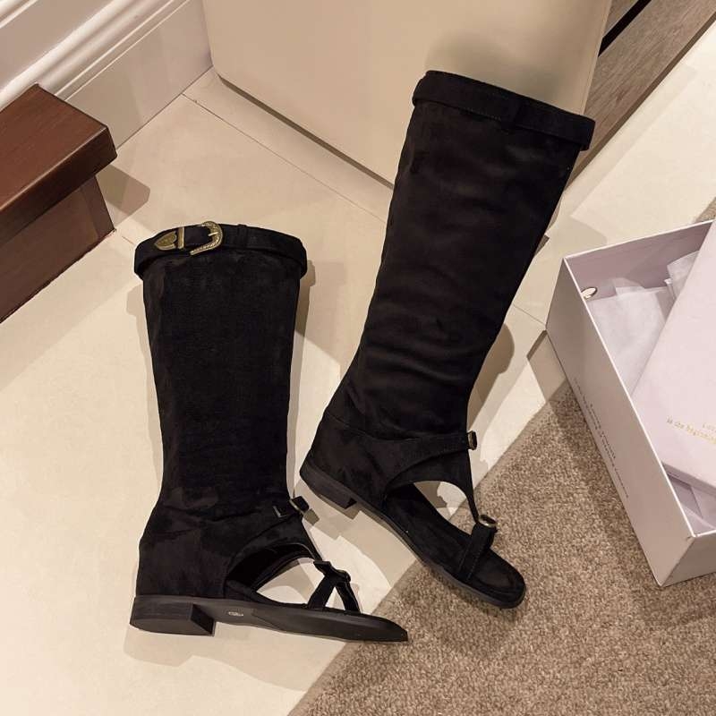 Sandale de vară pentru femei de nișă, cu talpă goală, 2025, cu creștere internă a înălțimii, cizme înalte și subțiri, sandale respirabile la modă