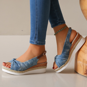 2024 διασυνοριακά νέα σανδάλια wedge γυναικεία παπούτσια plus size εξωτερικού εμπορίου wedge χοντρό κάτω μέρος casual σανδάλια fish mouth σε απόθεμα χονδρικής