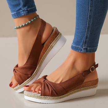 2024 διασυνοριακά νέα σανδάλια wedge γυναικεία παπούτσια plus size εξωτερικού εμπορίου wedge χοντρό κάτω μέρος casual σανδάλια fish mouth σε απόθεμα χονδρικής