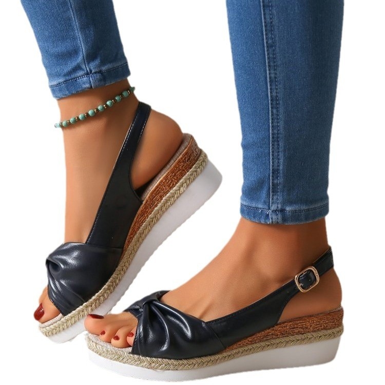 2024 διασυνοριακά νέα σανδάλια wedge γυναικεία παπούτσια plus size εξωτερικού εμπορίου wedge χοντρό κάτω μέρος casual σανδάλια fish mouth σε απόθεμα χονδρικής