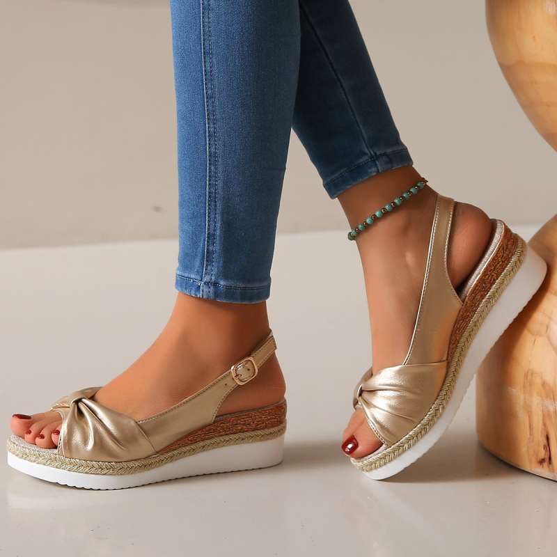 2024 διασυνοριακά νέα σανδάλια wedge γυναικεία παπούτσια plus size εξωτερικού εμπορίου wedge χοντρό κάτω μέρος casual σανδάλια fish mouth σε απόθεμα χονδρικής