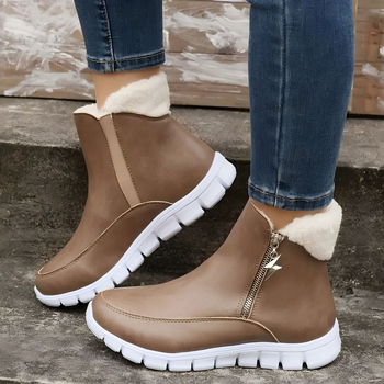 Γυναικείες χειμερινές μπότες χιονιού - άνετη επένδυση από φλις, μποτάκια πλατφόρμας με πλαϊνό φερμουάρ, ζεστές όλες τις εποχές