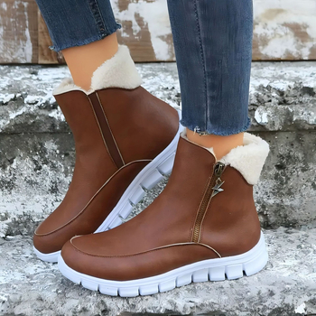 Γυναικείες χειμερινές μπότες χιονιού - άνετη επένδυση από φλις, μποτάκια πλατφόρμας με πλαϊνό φερμουάρ, ζεστές όλες τις εποχές