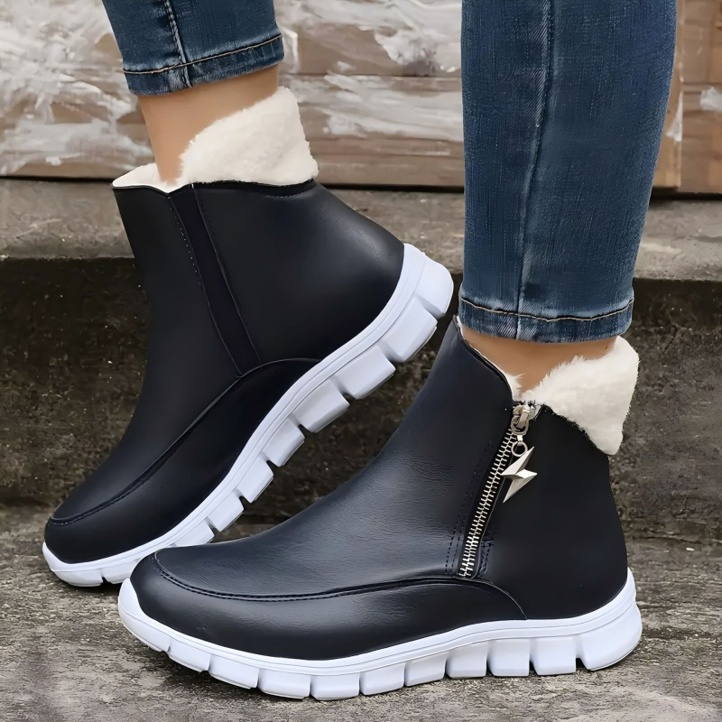 Γυναικείες χειμερινές μπότες χιονιού - άνετη επένδυση από φλις, μποτάκια πλατφόρμας με πλαϊνό φερμουάρ, ζεστές όλες τις εποχές