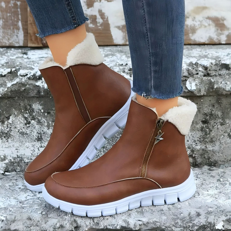 Γυναικείες χειμερινές μπότες χιονιού - άνετη επένδυση από φλις, μποτάκια πλατφόρμας με πλαϊνό φερμουάρ, ζεστές όλες τις εποχές