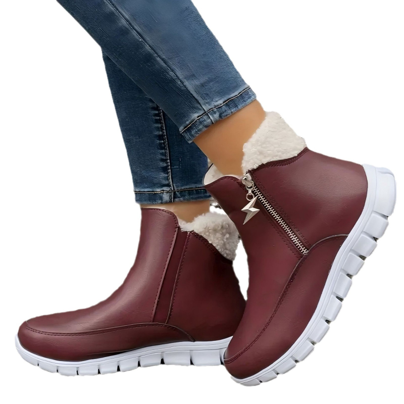 Γυναικείες χειμερινές μπότες χιονιού - άνετη επένδυση από φλις, μποτάκια πλατφόρμας με πλαϊνό φερμουάρ, ζεστές όλες τις εποχές