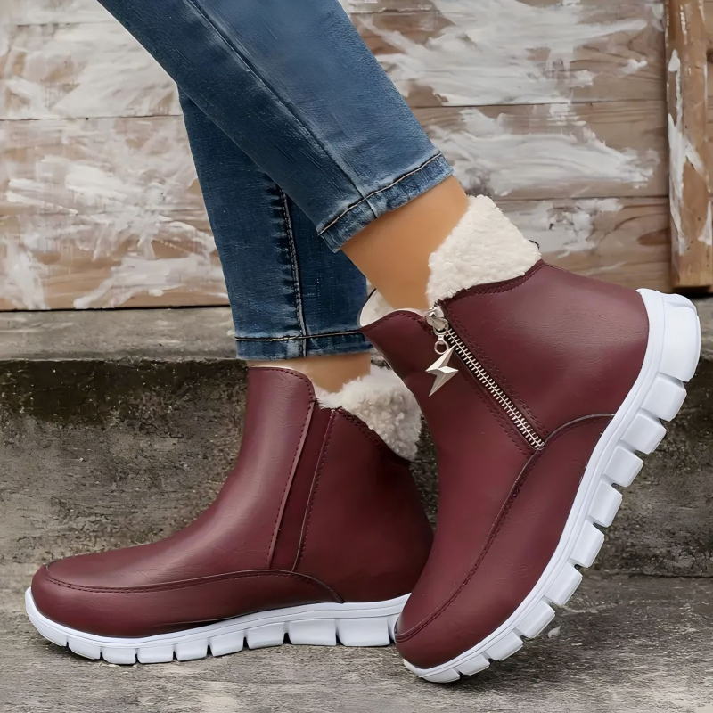 Γυναικείες χειμερινές μπότες χιονιού - άνετη επένδυση από φλις, μποτάκια πλατφόρμας με πλαϊνό φερμουάρ, ζεστές όλες τις εποχές