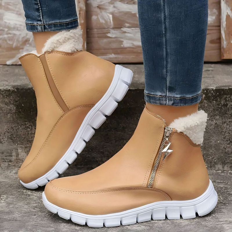 Γυναικείες χειμερινές μπότες χιονιού - άνετη επένδυση από φλις, μποτάκια πλατφόρμας με πλαϊνό φερμουάρ, ζεστές όλες τις εποχές