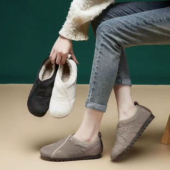 Pantofi de damă din bumbac pentru zăpadă, toamna și iarna 2024, din lână aerospațială, cu căptușeală din fleece, antiderapanți, ușori, din bumbac, pentru mame