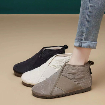 Pantofi de damă din bumbac pentru zăpadă, toamna și iarna 2024, din lână aerospațială, cu căptușeală din fleece, antiderapanți, ușori, din bumbac, pentru mame