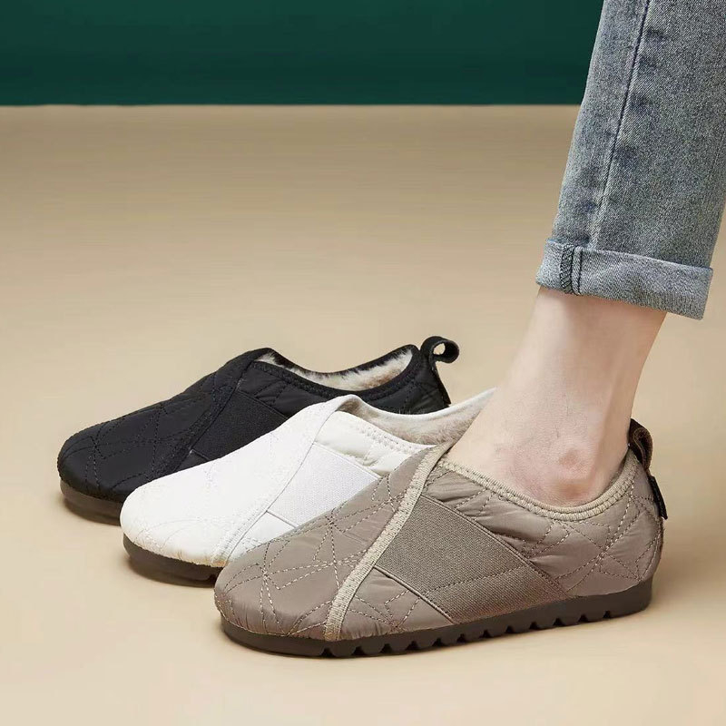 Pantofi de damă din bumbac pentru zăpadă, toamna și iarna 2024, din lână aerospațială, cu căptușeală din fleece, antiderapanți, ușori, din bumbac, pentru mame