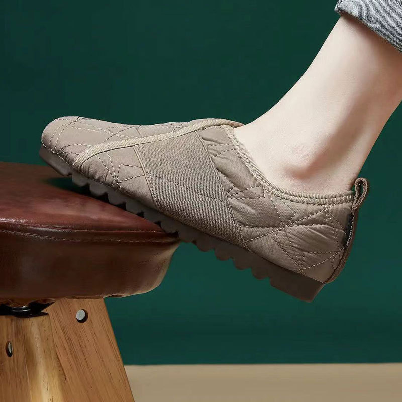 Pantofi de damă din bumbac pentru zăpadă, toamna și iarna 2024, din lână aerospațială, cu căptușeală din fleece, antiderapanți, ușori, din bumbac, pentru mame