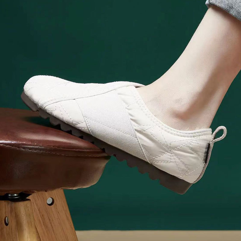 Pantofi de damă din bumbac pentru zăpadă, toamna și iarna 2024, din lână aerospațială, cu căptușeală din fleece, antiderapanți, ușori, din bumbac, pentru mame