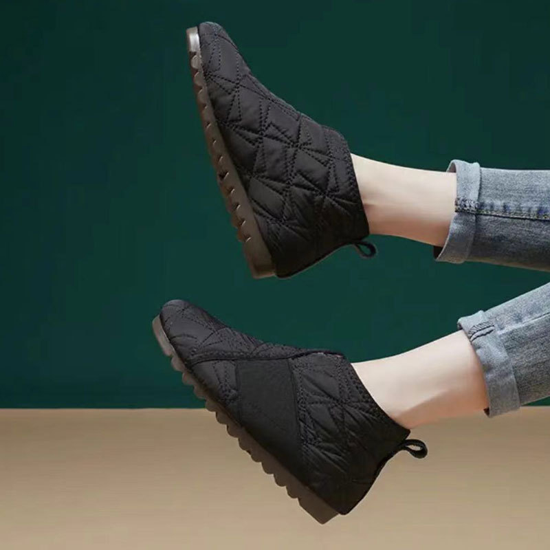 Pantofi de damă din bumbac pentru zăpadă, toamna și iarna 2024, din lână aerospațială, cu căptușeală din fleece, antiderapanți, ușori, din bumbac, pentru mame