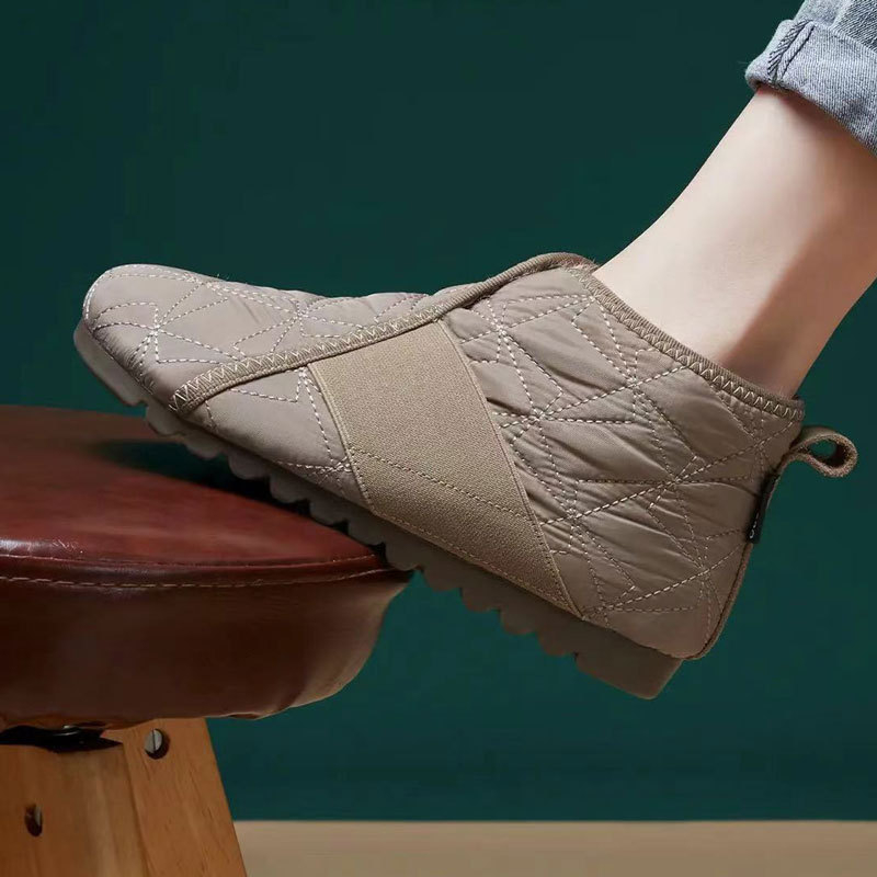 Pantofi de damă din bumbac pentru zăpadă, toamna și iarna 2024, din lână aerospațială, cu căptușeală din fleece, antiderapanți, ușori, din bumbac, pentru mame