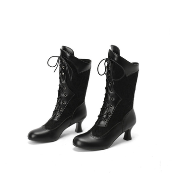 Wish AliExpress Amazon 2025 Есен и зима Нови бели дамски ботуши със среден ток, ботуши с дебел ток и среден ток, ботуши Martin