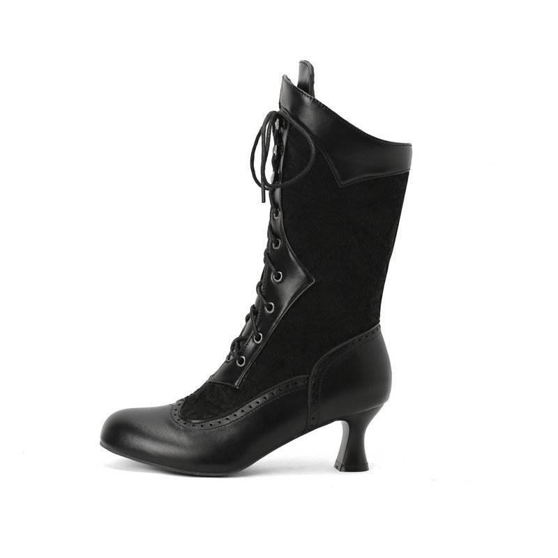 Wish AliExpress Amazon 2025 Есен и зима Нови бели дамски ботуши със среден ток, ботуши с дебел ток и среден ток, ботуши Martin