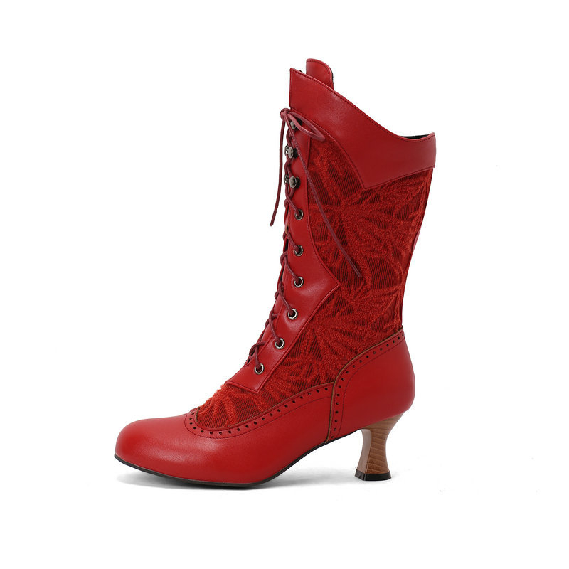 Wish AliExpress Amazon 2025 Есен и зима Нови бели дамски ботуши със среден ток, ботуши с дебел ток и среден ток, ботуши Martin