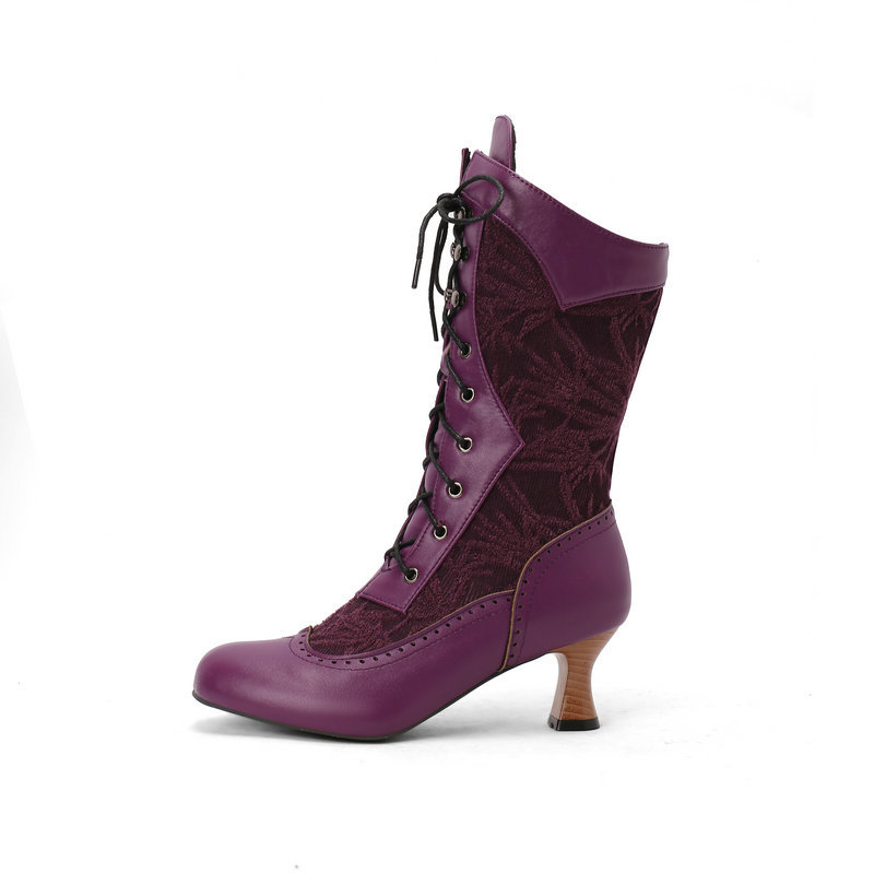 Wish AliExpress Amazon 2025 Есен и зима Нови бели дамски ботуши със среден ток, ботуши с дебел ток и среден ток, ботуши Martin