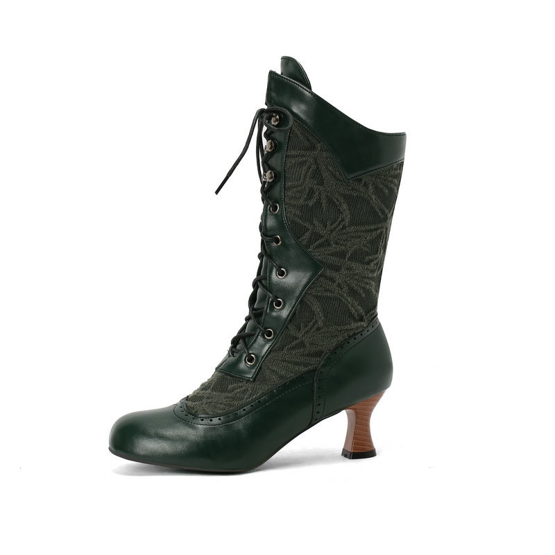 Wish AliExpress Amazon 2025 Есен и зима Нови бели дамски ботуши със среден ток, ботуши с дебел ток и среден ток, ботуши Martin