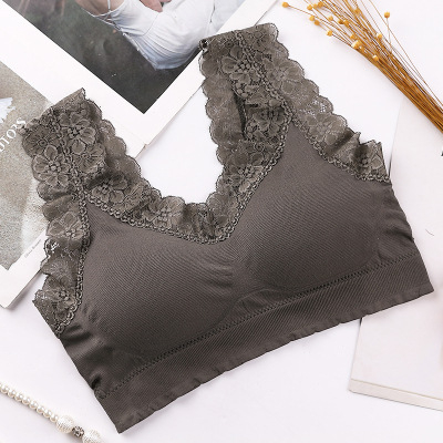 Sutien sport fără fir, transmisiune în direct, curea de umăr din dantelă, fără cusături, înfășurată în piept, curea de floarea soarelui, spate, tub, top