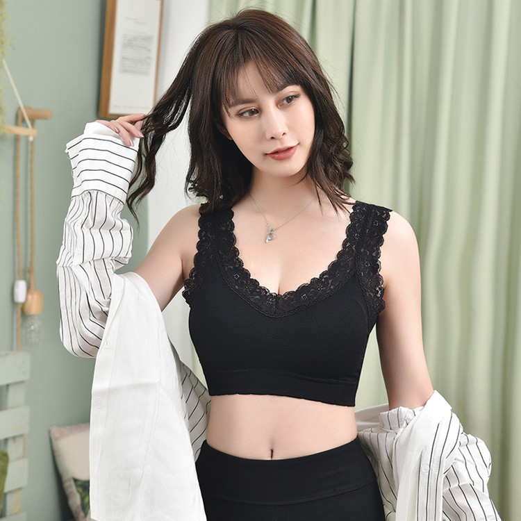 Sutien sport fără fir, transmisiune în direct, curea de umăr din dantelă, fără cusături, înfășurată în piept, curea de floarea soarelui, spate, tub, top
