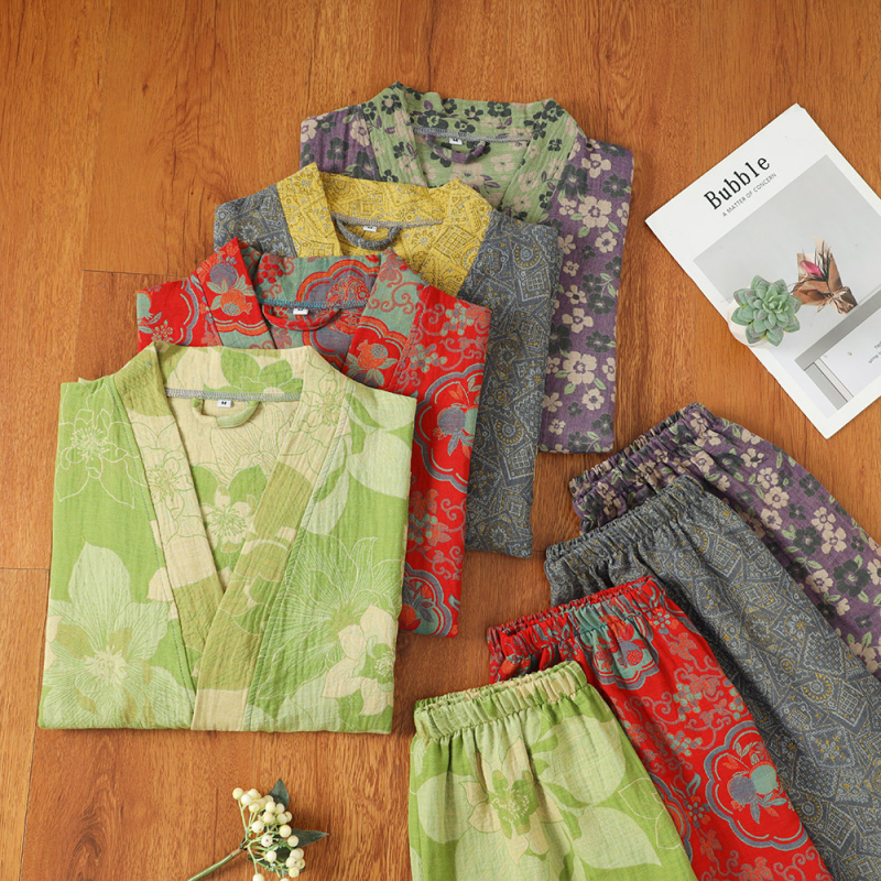 Tarpvalstybinis grynos medvilnės dvisluoksnis siūlas žakardo prakaito garinimo kostiumas viešbučio chalatas kineziterapijos kostiumas masažinis pirties kostiumas poros maudymosi kostiumėlis didmeninė prekyba