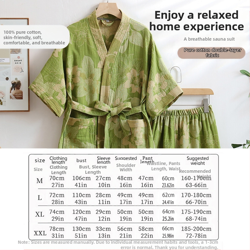 Трансграничен чист памучен двуслоен жакардов костюм за пот, хотелски халат, физиотерапевтичен костюм, масажен сауна костюм, двоен бански костюм на едро