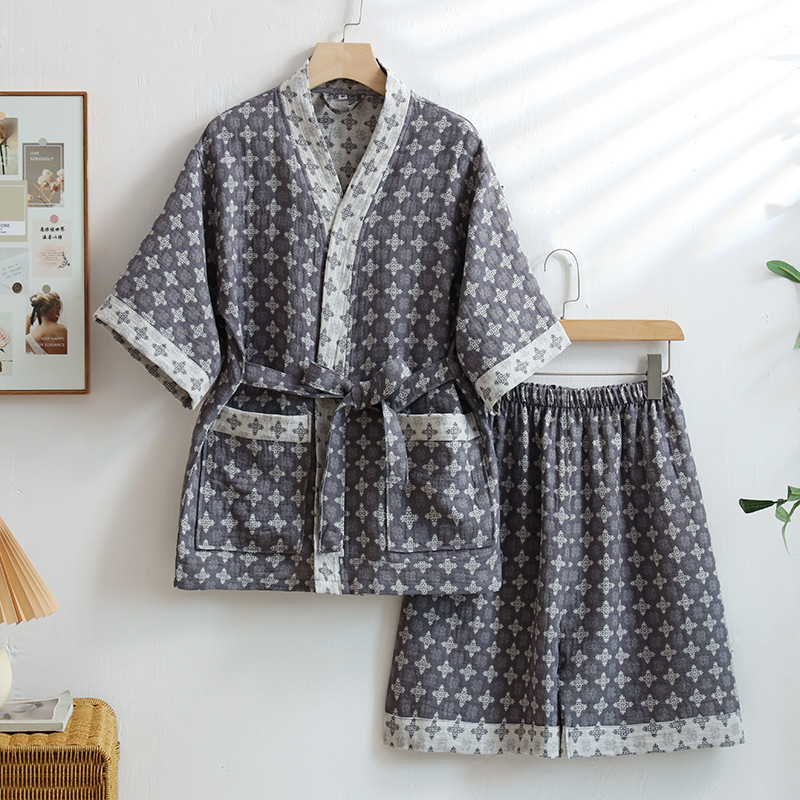 Tarpvalstybinis grynos medvilnės dvisluoksnis siūlas žakardo prakaito garinimo kostiumas viešbučio chalatas kineziterapijos kostiumas masažinis pirties kostiumas poros maudymosi kostiumėlis didmeninė prekyba